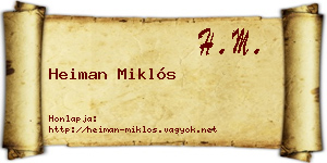 Heiman Miklós névjegykártya